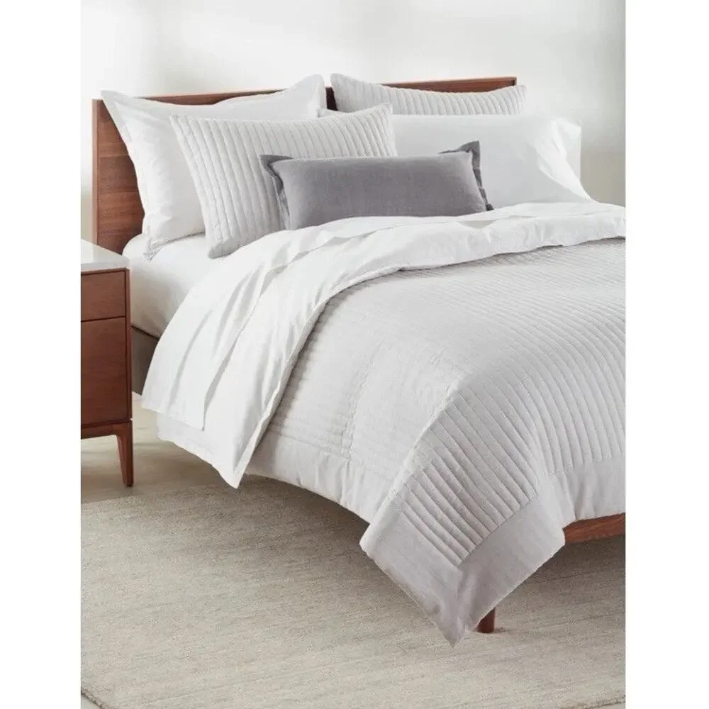 Nordstrom 100% Organic Cotton Twill Quilt Grey Sz King NEW